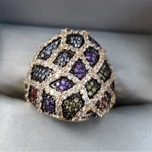 Gold Moissanite Sapphire Cocktail Ring